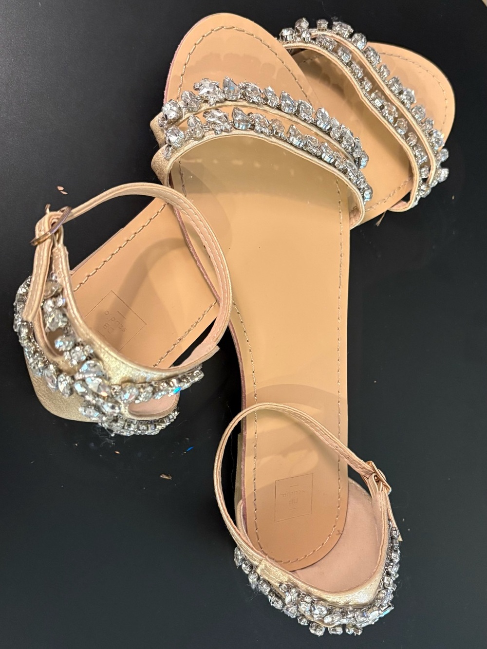 DB Studio Nude Crystal-Embellished Ankle-Strap Sandals